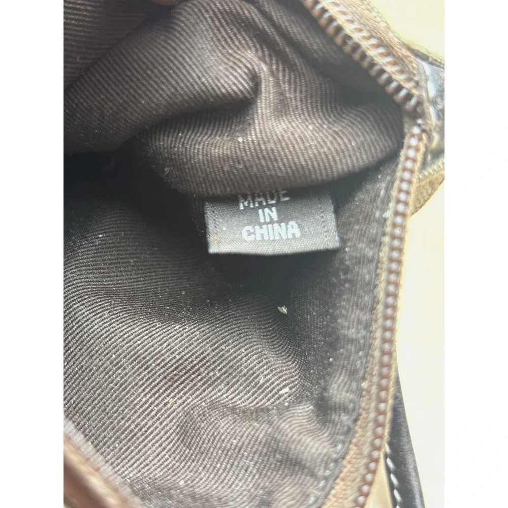 Coach Vintage 6319 Mini Signature Skinny Wristlet Khaki Brown Leather Canvas Y2K